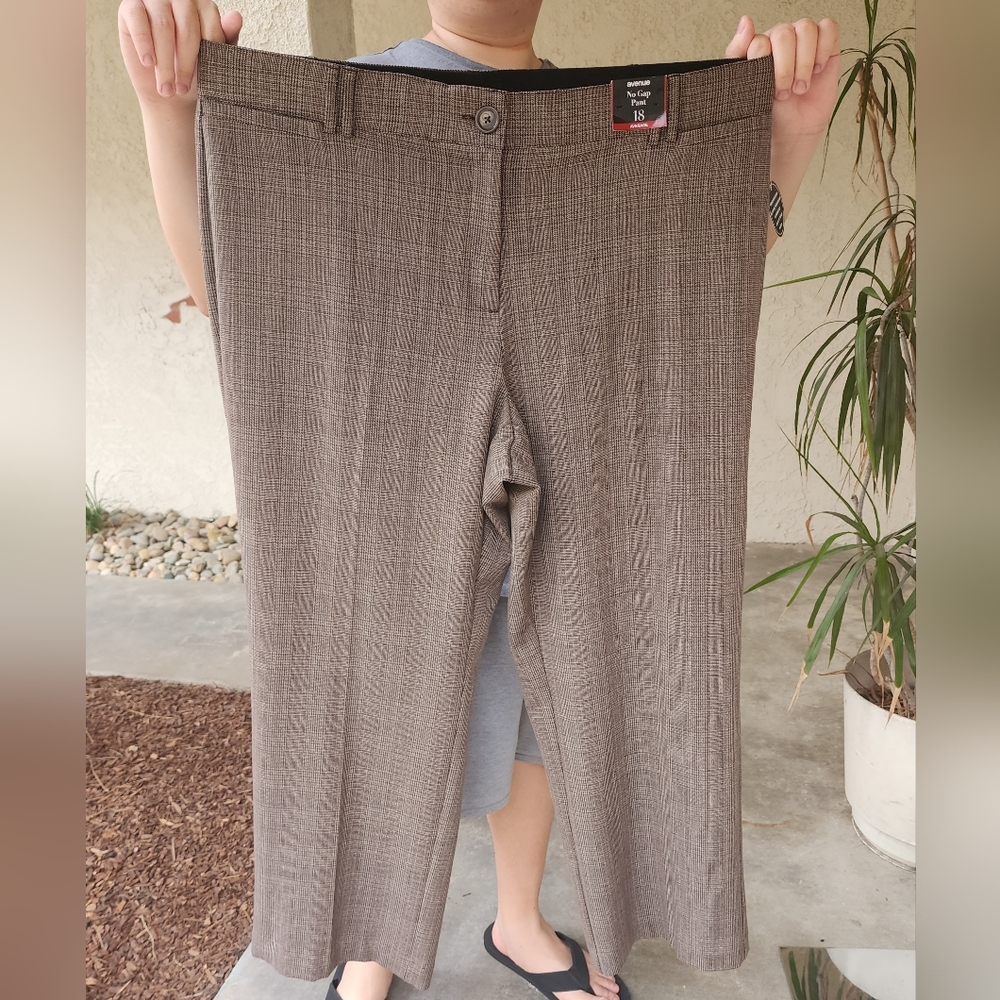 18 Average NEW women AVENUE business career trouser plaid pant bootcut 18x30 1/2